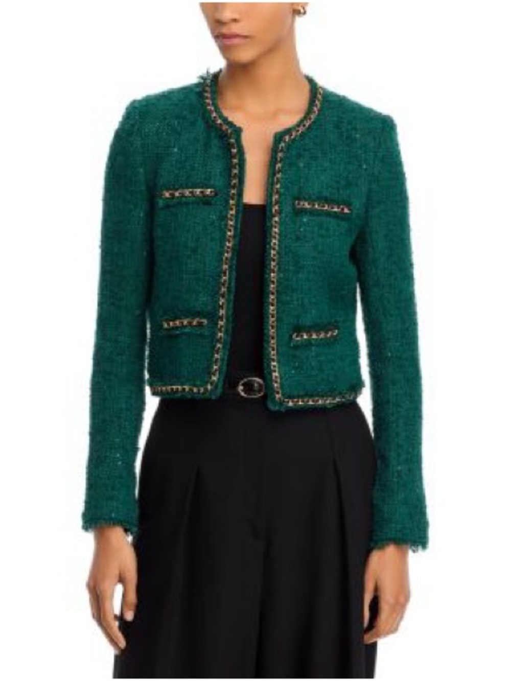 Generation Love Green Tweed Chain Trim Jacket Blazer Gold Black XL